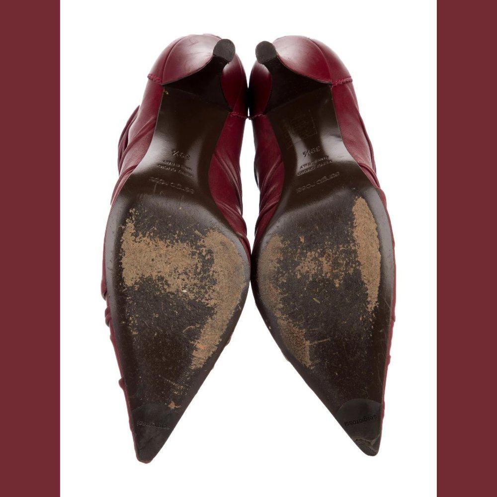 Sergio Rossi Deep Cherry Red Ruby Burgundy Boots IT 39.5 - Picture 5 of 6